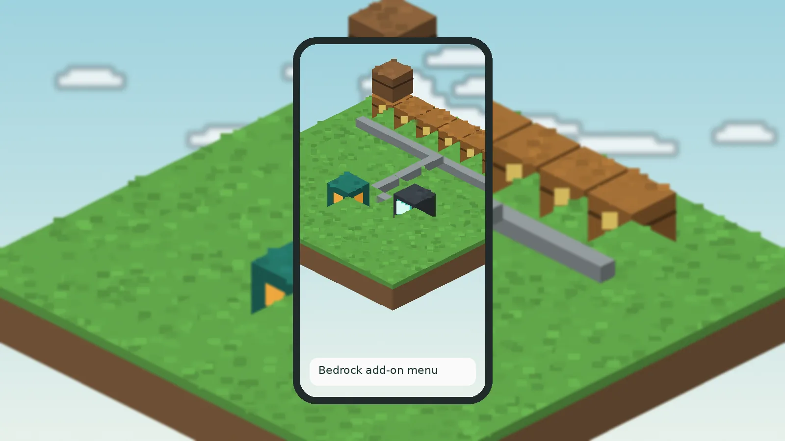 Phone running Minecraft Bedrock with an add-on menu for storage features