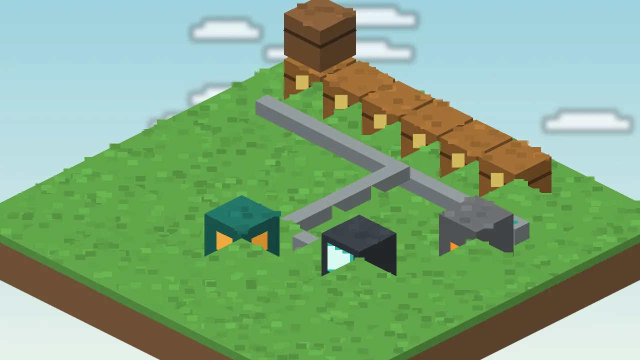 Simple Storage Mod screenshot: Import cable on a furnace — Smelted items flow back into storage automatically.
